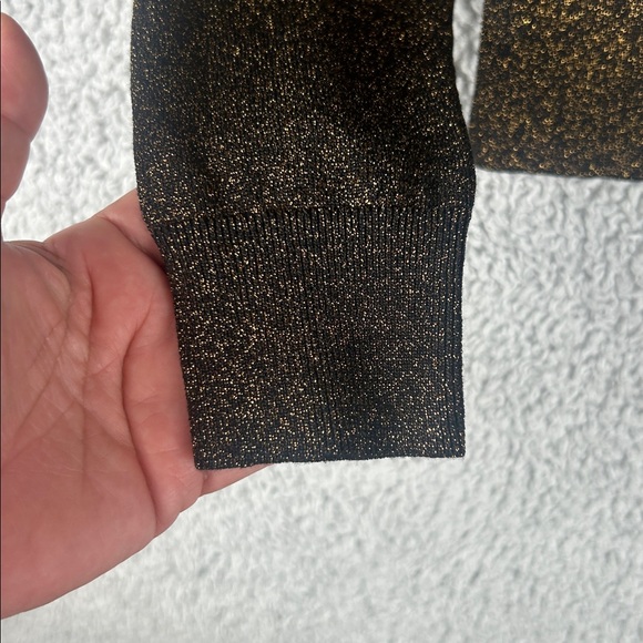 Like New Boden Long Sleeve Button Down Gold Metallic Glitter Cardigan Size 4 - Picture 15 of 16